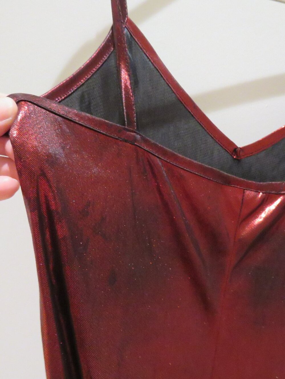 VINTAGE BONKERS USA Red Metallic Maxi Slip Dress Medium 90s Party Friends - Picture 12 of 14